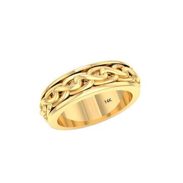 Celtic Knotwork 14K Yellow Gold Spinner Ring GTR1693 - Jewelry